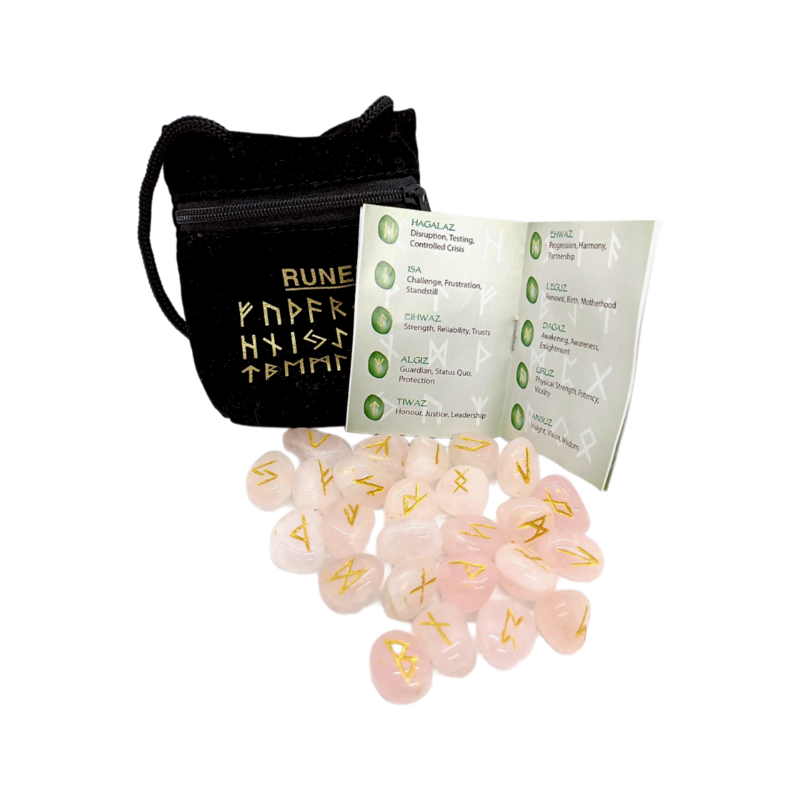 Set de 25 pierres runiques - Quartz rose