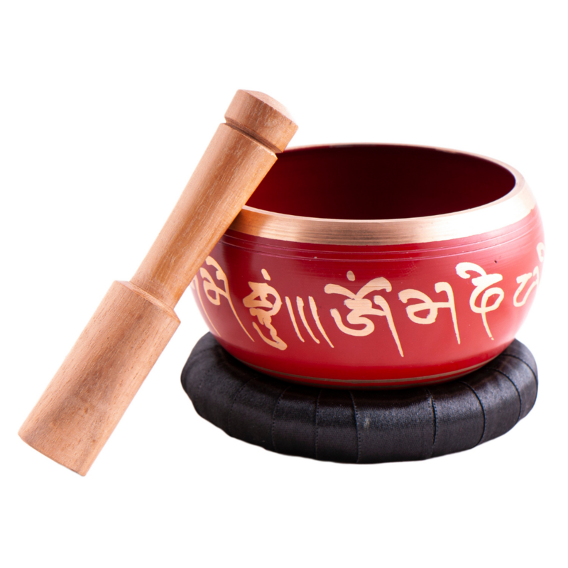 Set de bol chantant avec lotus - Rouge et or