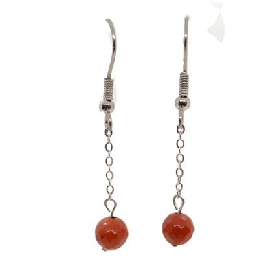Boucles d&#39;oreilles - Jaspe rouge facetté