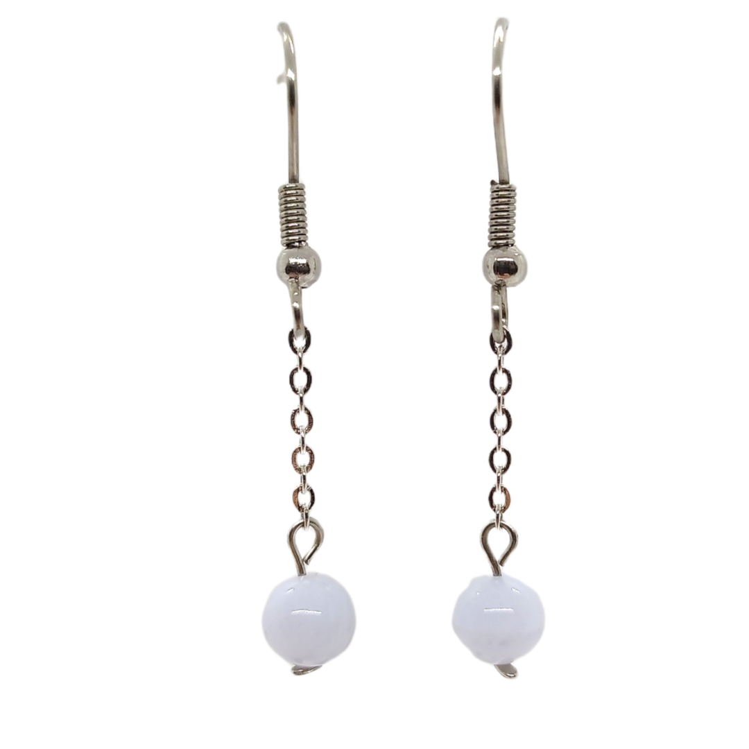 Boucles d&#39;oreilles - Calcédoine bleue