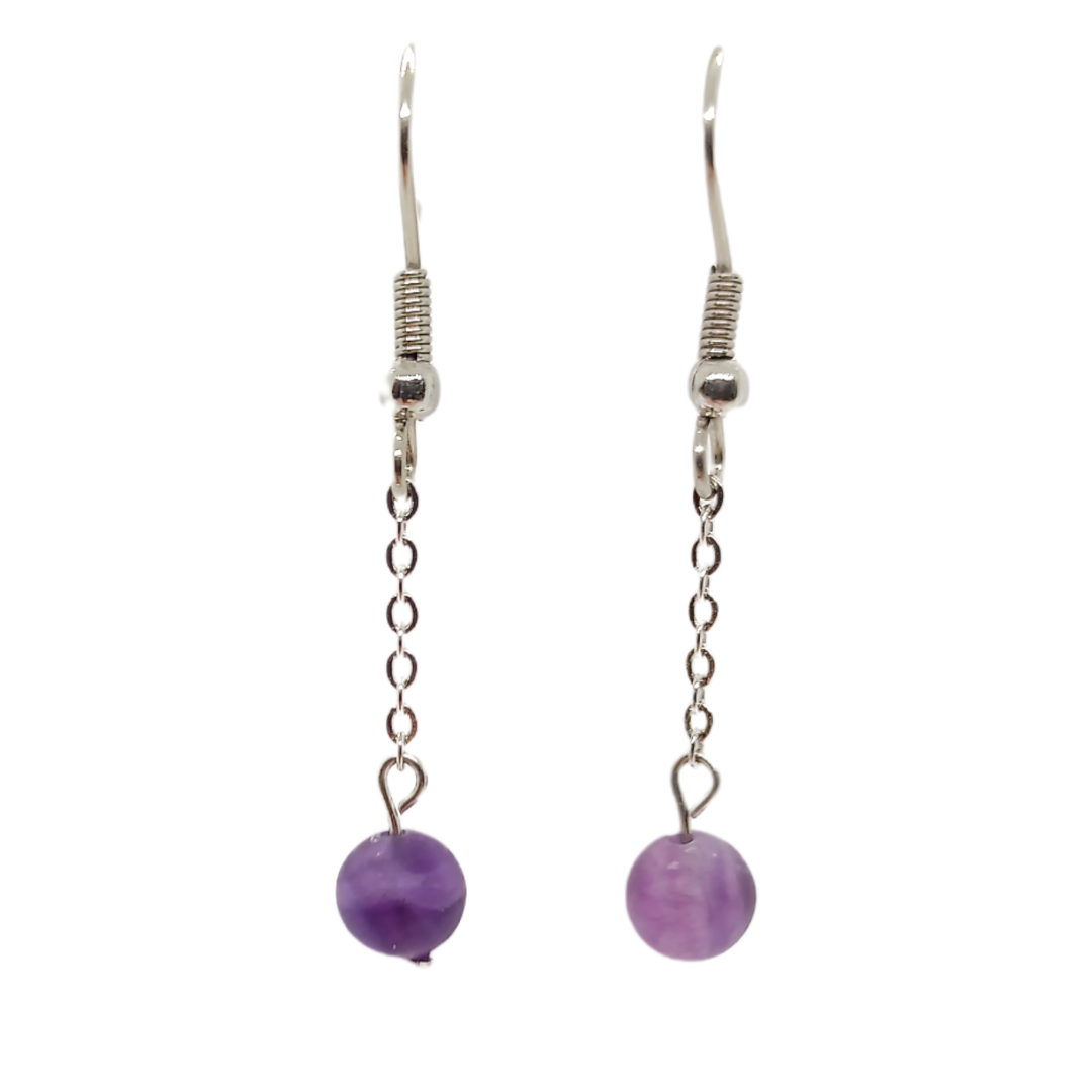 Boucles d&#39;oreilles - Fluorite mate