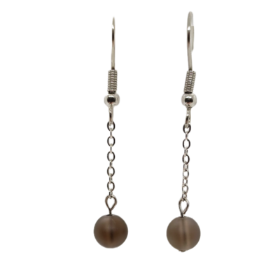 Boucles d&#39;oreilles - Quartz fumé mat