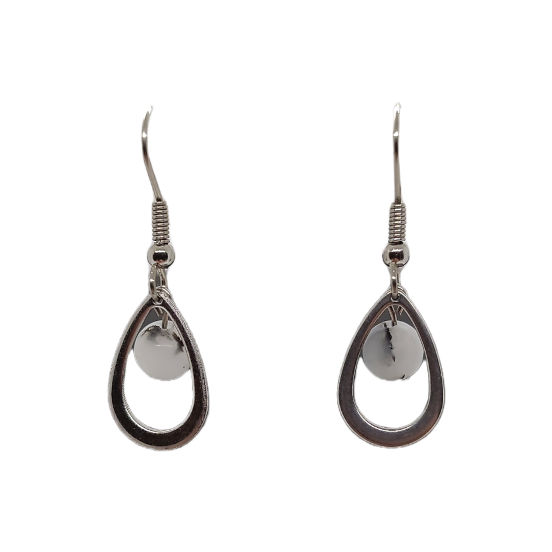 Boucles d&#39;oreilles - Quartz Tourmaline mat et boucle