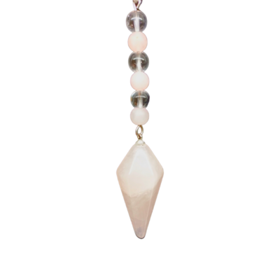 Pendule en pointe - Quartz Rose et Cristal de roche
