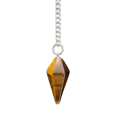 Pendule en pointe - Oeil de Tigre et Cristal de roche