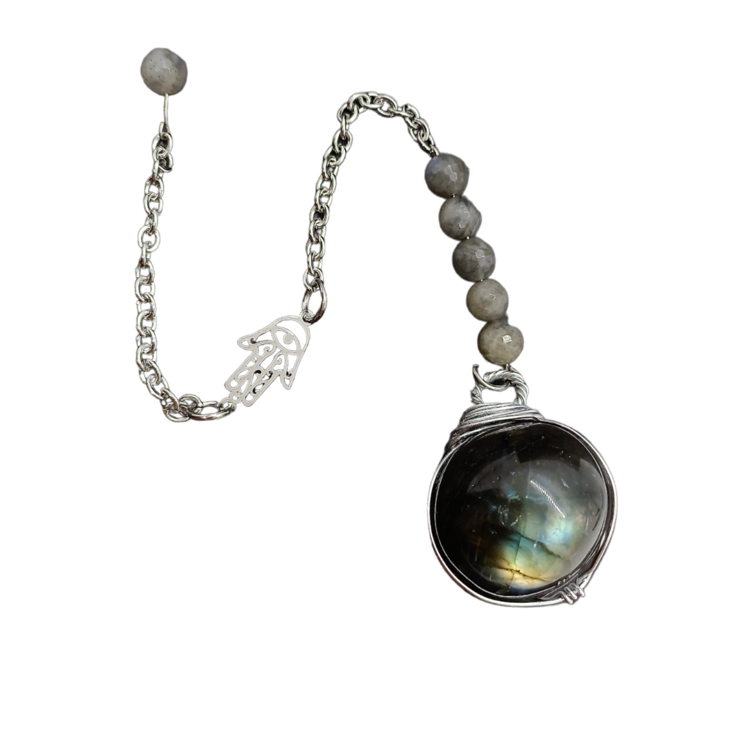 Pendule - Labradorite, Forme de la pierre: Boule