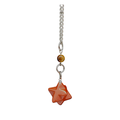 Pendule Merkabah - Jaspe Rouge, Cristal de roche, Oeil de tigre, Labradorite