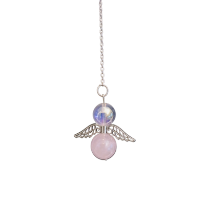 Pendule -  Ange en Quartz rose et Angel Aura - 10 et 12 mm