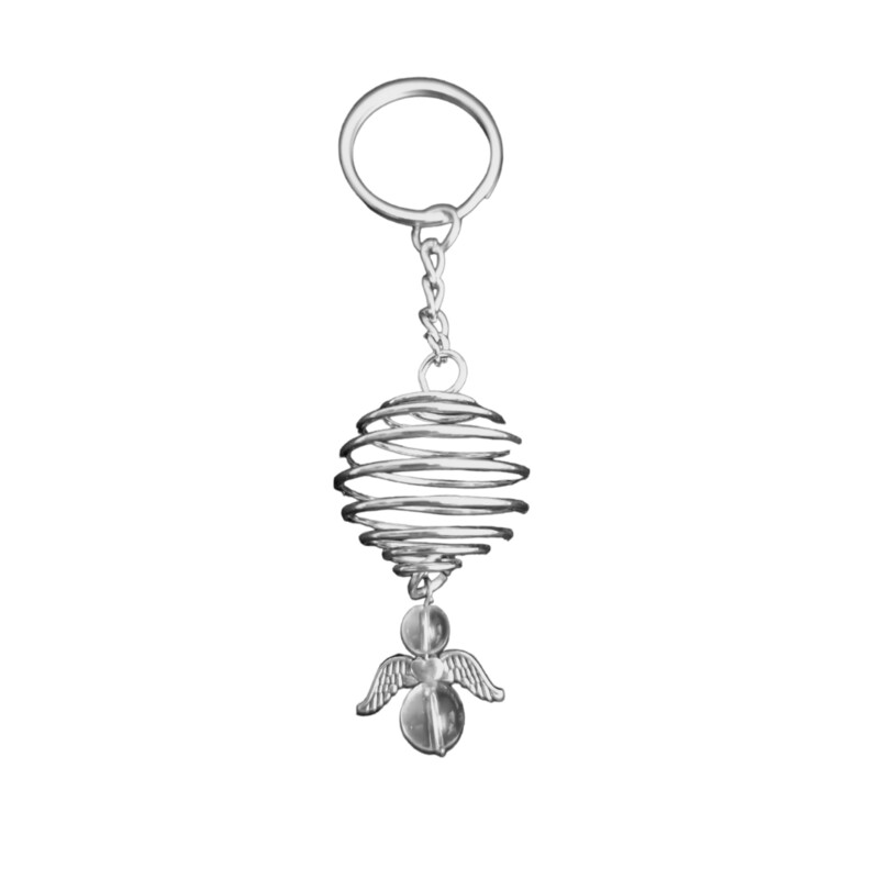 Porte-clés cage à pierre et Cristal de roche