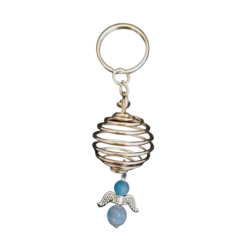 Porte-clés cage à pierre et Apatite