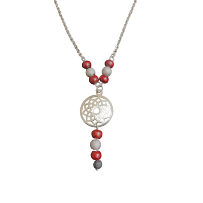 Collier - Perles de Mala en bois rouge