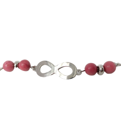 Bracelet de cheville - Rhodonite et Lemniscate