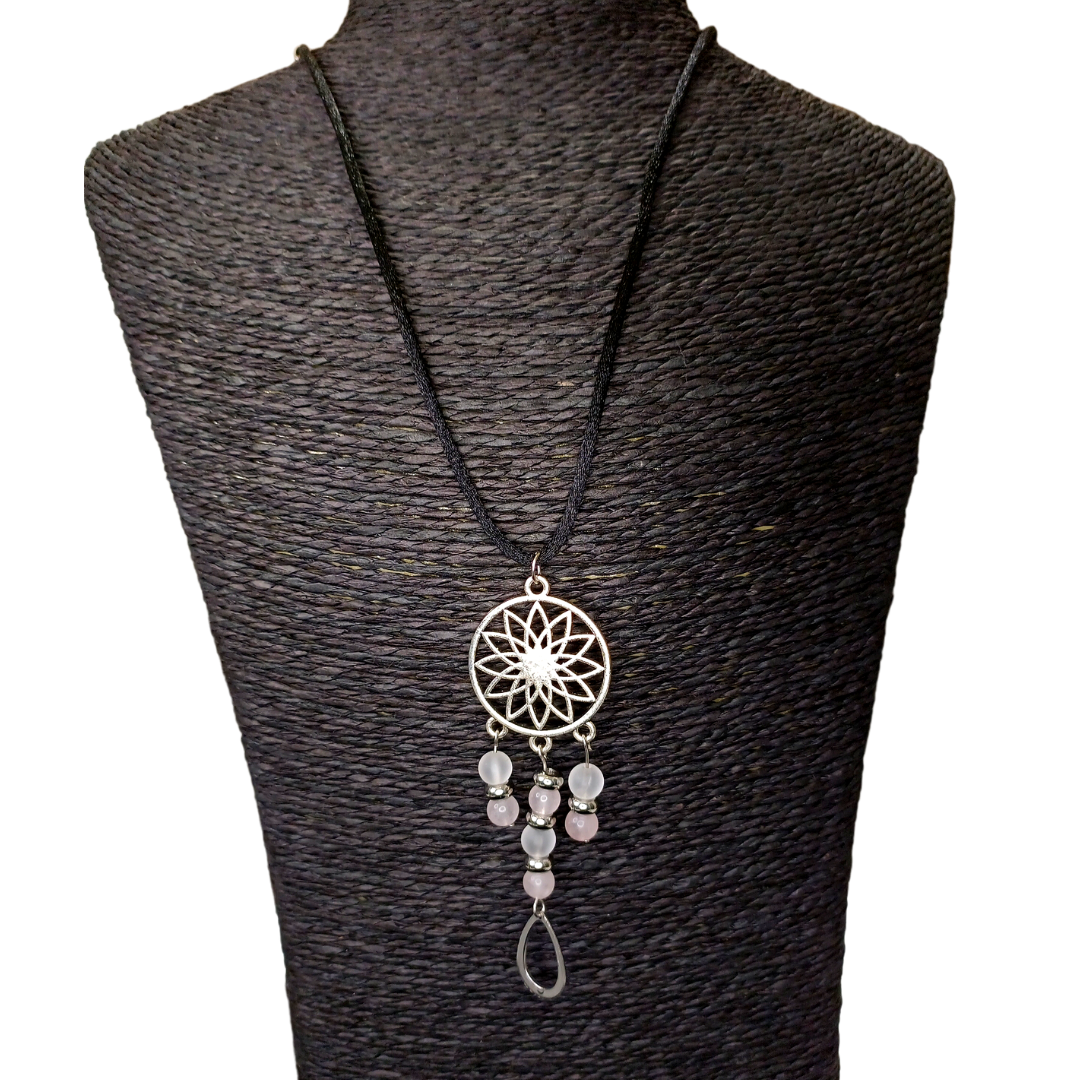 Collier - Quartz Rose et Cristal de roche mat