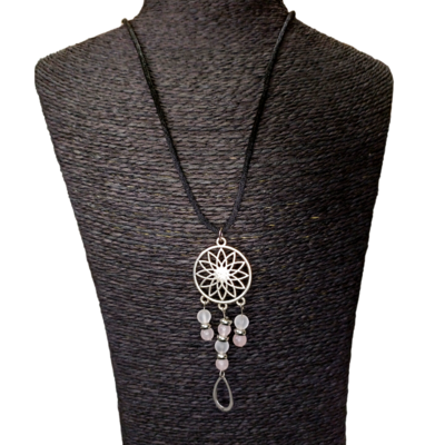 Collier - Quartz Rose et Cristal de roche mat