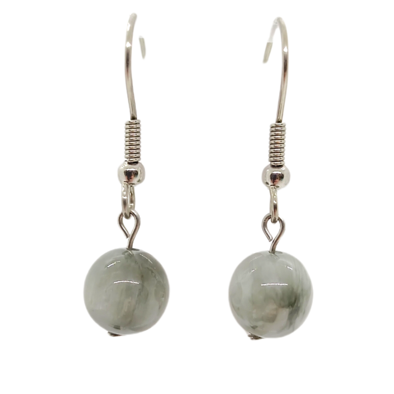 Boucles d&#39;oreilles - Œil-de-chat, Chrysobéryl - 8 mm