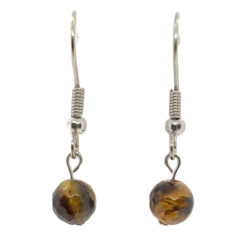 Boucles d&#39;oreilles - Oeil de Tigre facetté