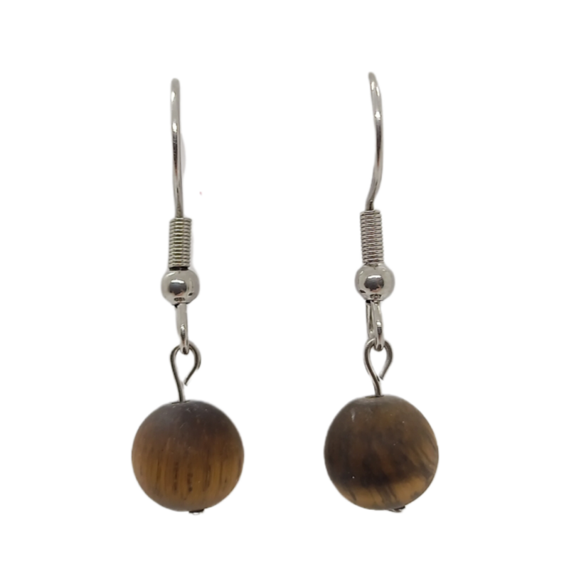 Boucles d&#39;oreilles - Oeil de Tigre mat classe AB+
