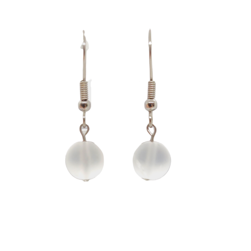 Boucles d&#39;oreilles - Cristal de roche mat