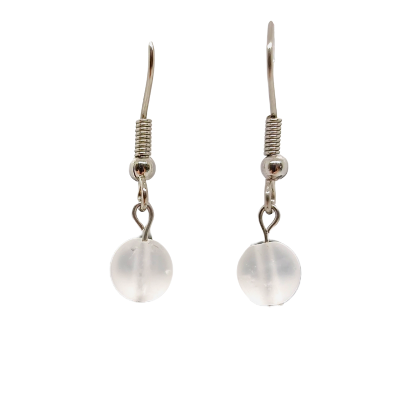 Boucles d&#39;oreilles - Cristal de roche mat