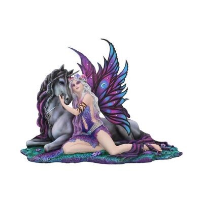 Evania - Fée violette avec sa licorne - 40 cm