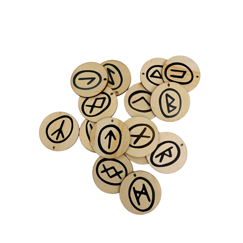 Set de runes Futhark en bois peint personnalisable - Vinyl