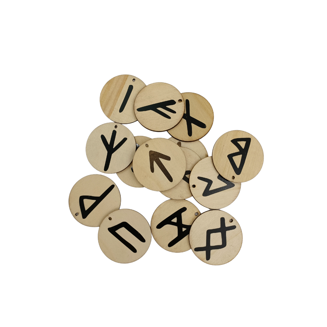 Set de runes Futhark en bois peint personnalisable - Vinyl