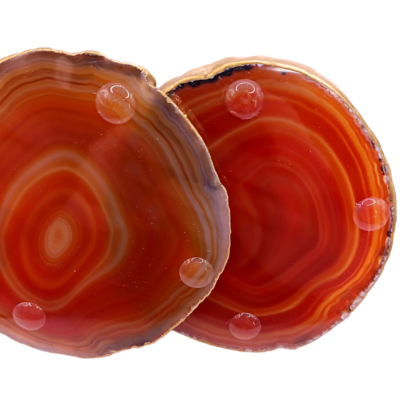 Dessous de verre - Agate teintée orange