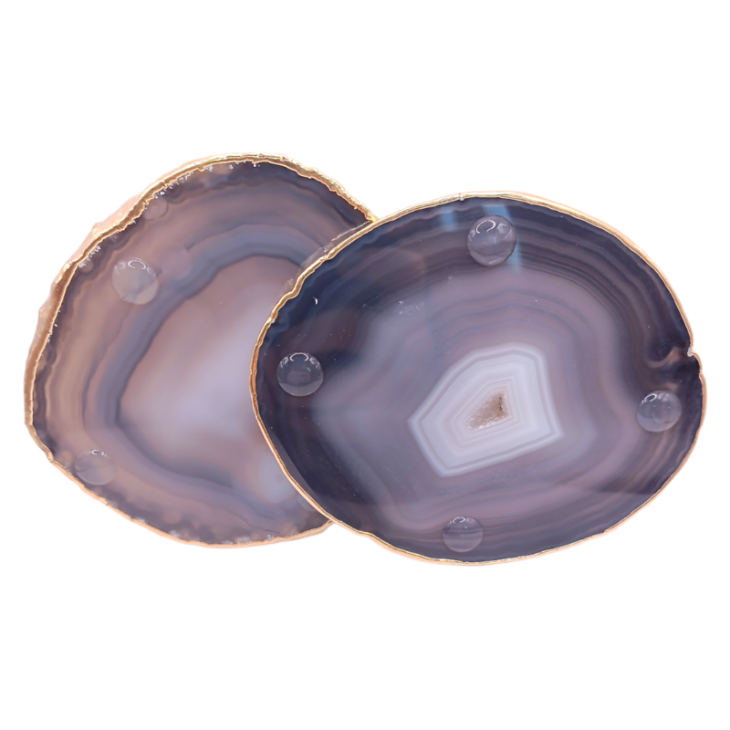 Dessous de verre - Agate teintée grise