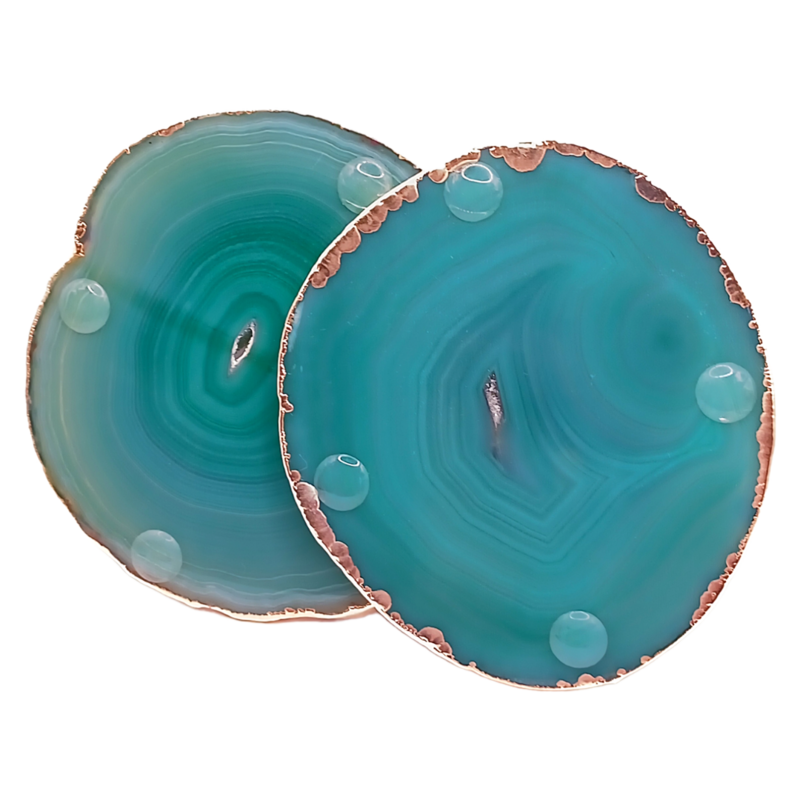 Dessous de verre - Agate teintée verte