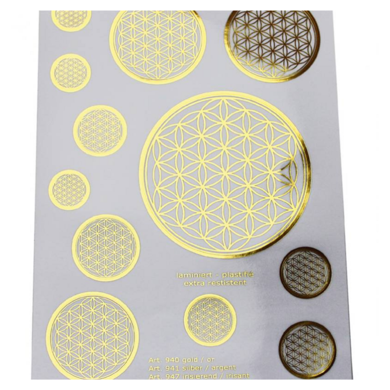 Autocollants fleur de vie doré A5