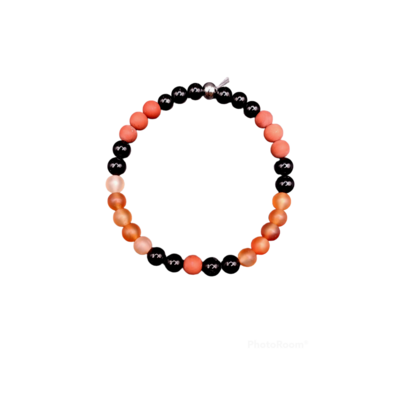 Bracelet Instant présent / Sérénité, 6 mm - Tourmaline, Jaspe rouge, Cornaline