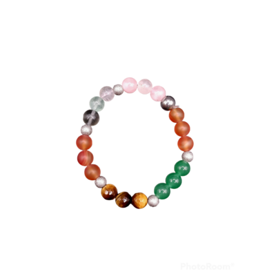 Bracelet Fertilité, 8 mm - Aventurine, Cornaline, Fluorite, Oeil-de-tigre, Quartz rose