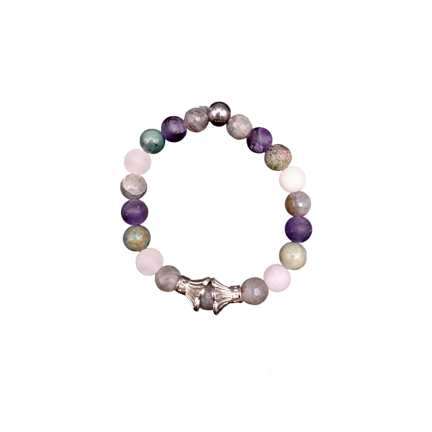 Bracelet Stop tabac, 8 mm - Chrysocolle, Labradorite, Quartz rose, Améthyste