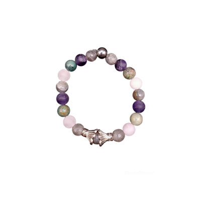 Bracelet Stop tabac, 8 mm - Chrysocolle, Labradorite, Quartz rose, Améthyste