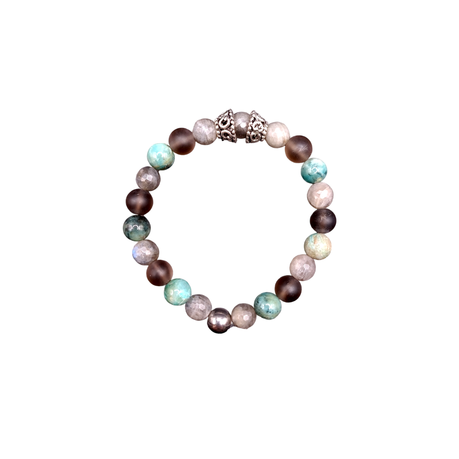 Bracelet Stop tabac, 8 mm - Chrysocolle, Labradorite, Quartz fumé