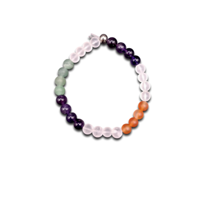 Bracelet chance, abondance, prospérité - Cristal de roche, Cornaline, Aventurine, Améthyste