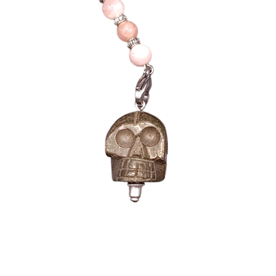Pendule Tête de Mort - Pyrite naturelle, Pierre de lune