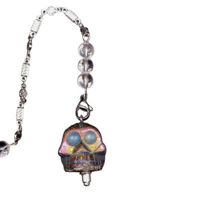 Pendule Tête de Mort - Pyrite teintée, Cristal de roche