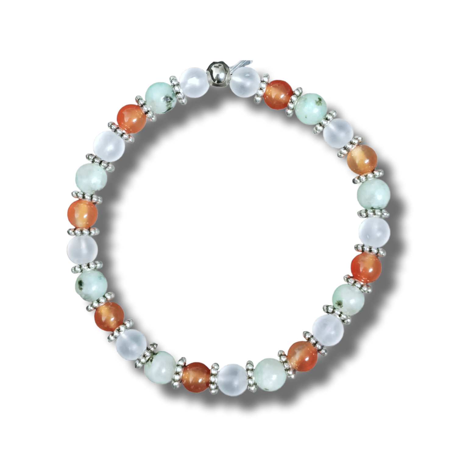 Bracelet - Cornaline, Cristal de roche, Jaspe Kiwi