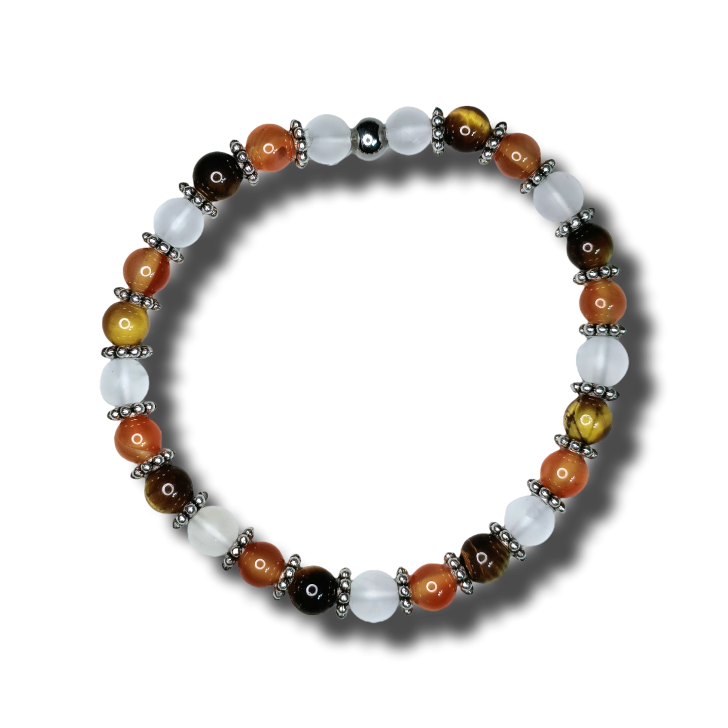 Bracelet - Cornaline, Cristal de roche, Oeil-de-tigre