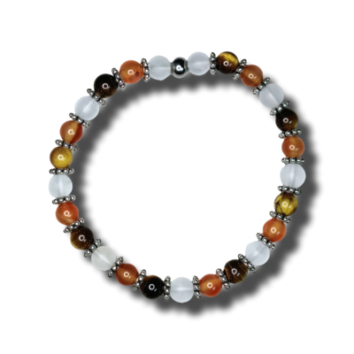 Bracelet - Cornaline, Cristal de roche, Oeil-de-tigre