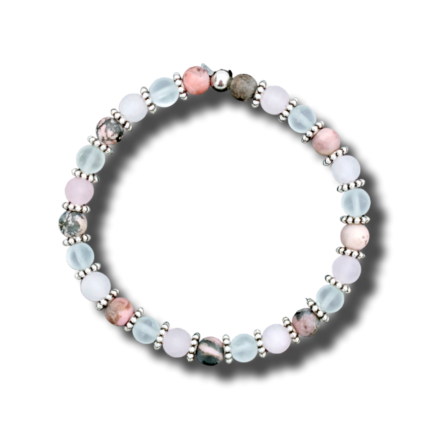 Bracelet - Rhodonite, Quartz rose, Cristal de roche