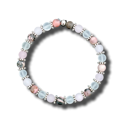 Bracelet - Rhodonite, Quartz rose, Cristal de roche