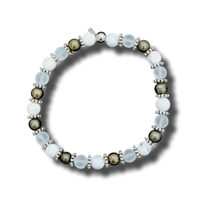 Bracelet - Howlite, Pyrite, Cristal de roche