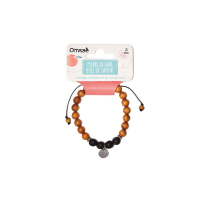 Bracelet bois et Pierre de lave