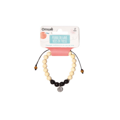 Bracelet bois et Pierre de lave