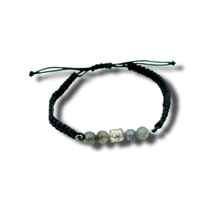 Bracelet macramé Labradorite et Bouddha