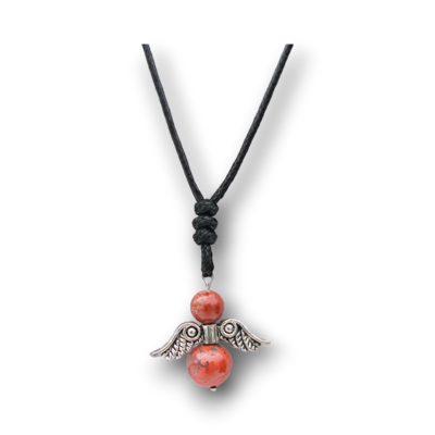 Collier Ange et perles de Jaspe rouge