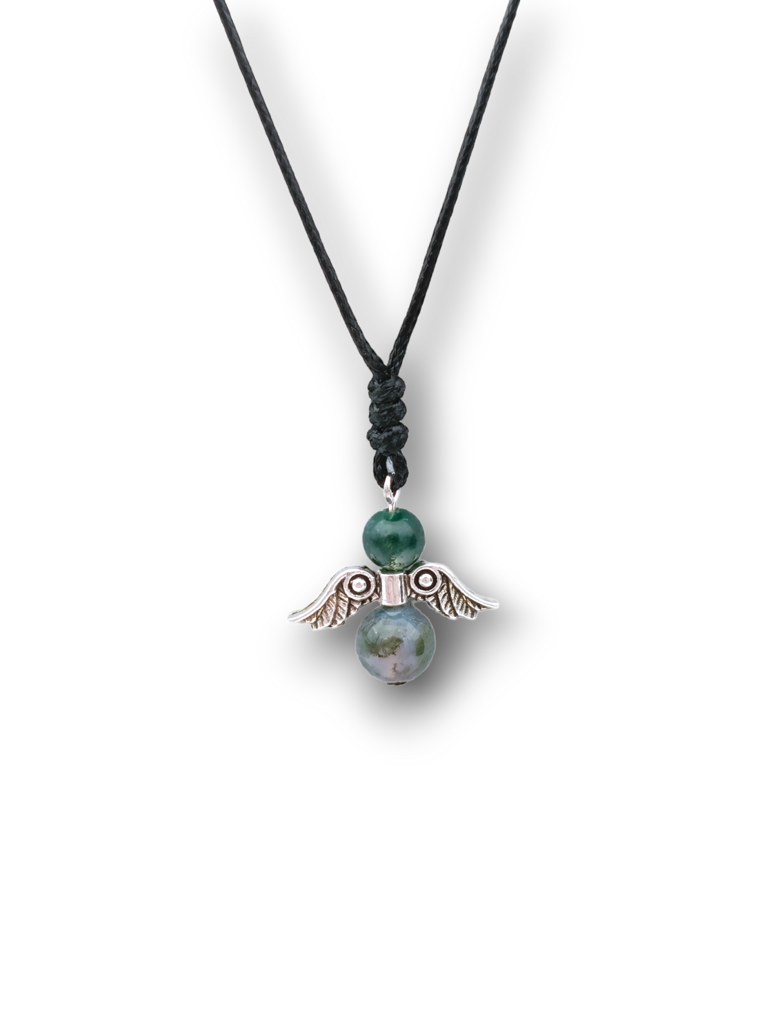 Collier Ange et perles d&#39;Agate mousse