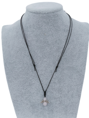 Collier Ange et perles de Quartz rose